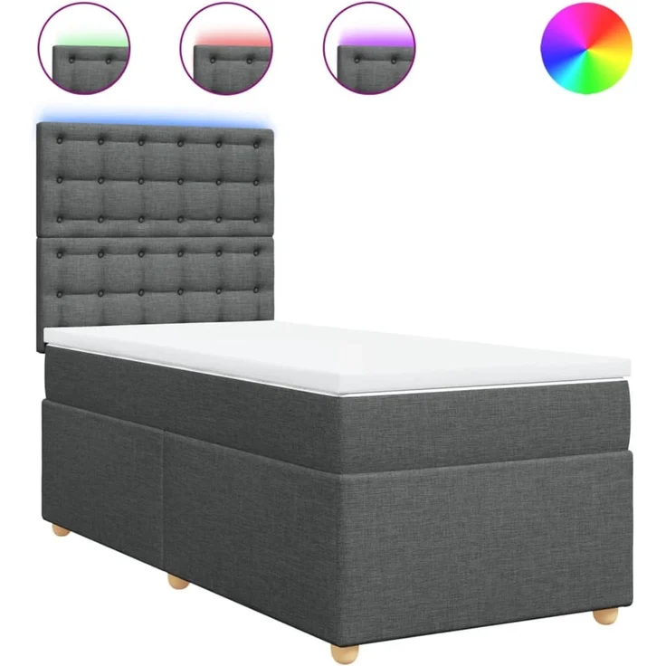 vidaXL Boxspringbett mit Matratze Dunkelgrau 90x200 cm Stoff 3293478 – Bild 2