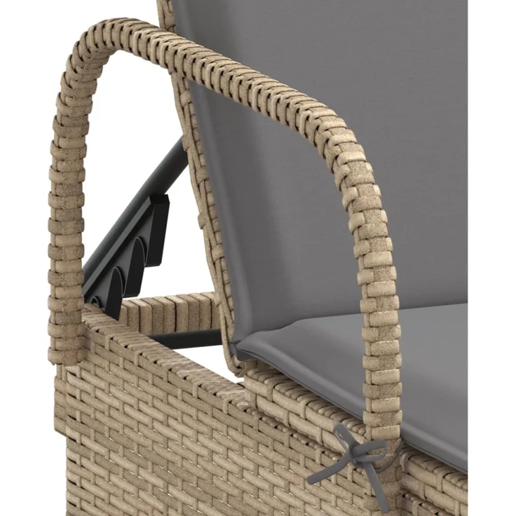 vidaXL Sonnenliege mit Rollen und Auflage Beige Poly Rattan 368311 – Bild 3