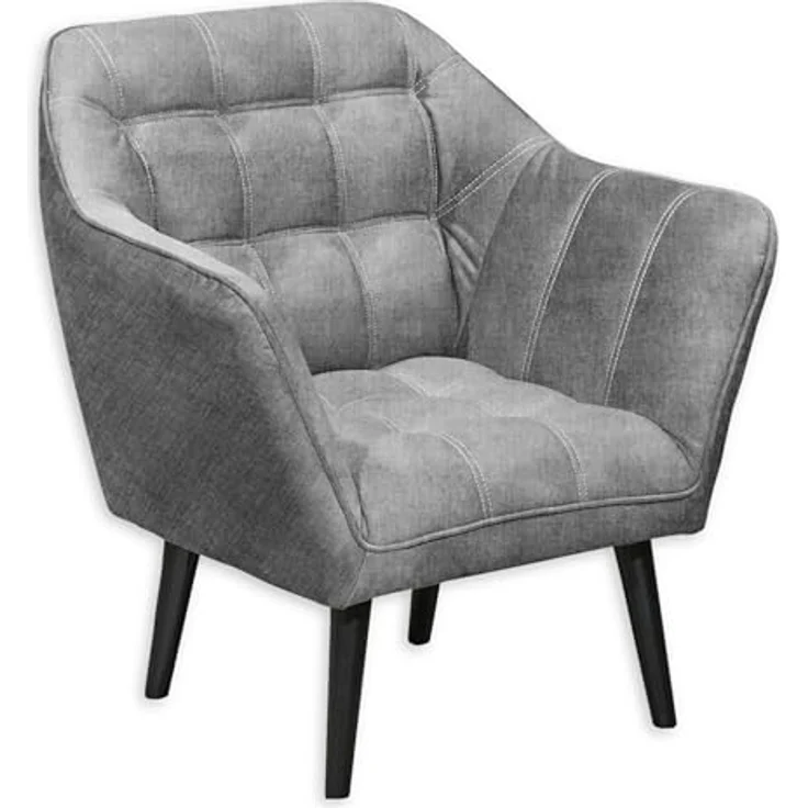 MAX Loungesessel mit Armlehnen, Grey - Bequemer Sessel gepolstert mit schwarzen Massivholz Füßen für Esszimmer & Wohnzimmer - 84 x 87 x 70 cm (B/H/T) – Bild 2