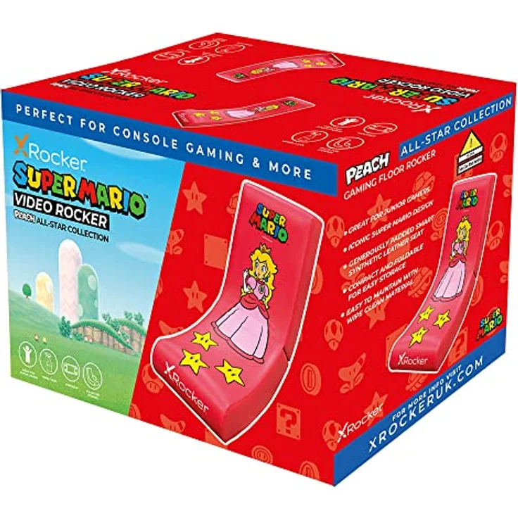 X Rocker Super Mario All-Star - Peach, Gaming Stuhl, Rosa, Faltbares Design, Komfortable Polsterung für langes Sitzen – Bild 4