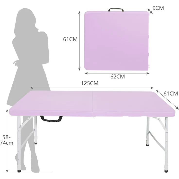 Abrihome Gartentisch 25 cm höhenverstellbar mit 135 kg Tragkraft, Lila, 74x61x125 cm – Bild 7