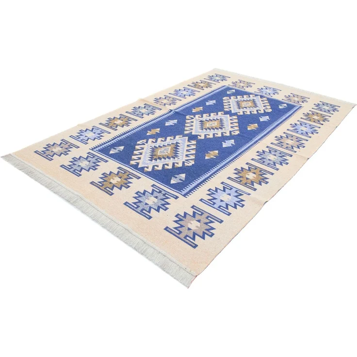 Kelim Teppich - Trendy »Ariz« 180x120 cm - blau – Bild 4