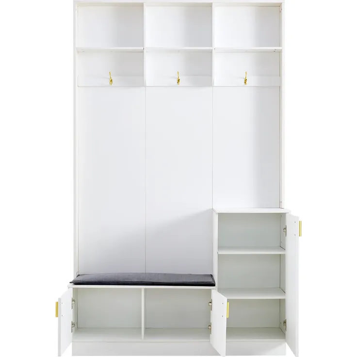 Garderoben-Set mit Sitzfläche, Schuhschrank und Haken, Breite 120 cm – Bild 7