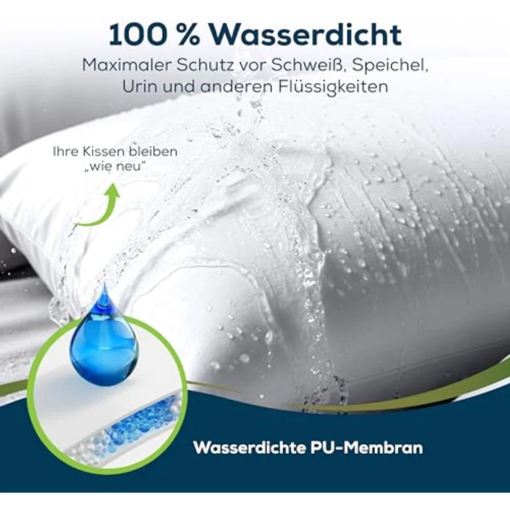 Sensalou Microfaserkissen Kopfkissenbezug mit Reißverschluss wasserdicht weiß - 2 Stück, Set, 2er Set – Bild 3