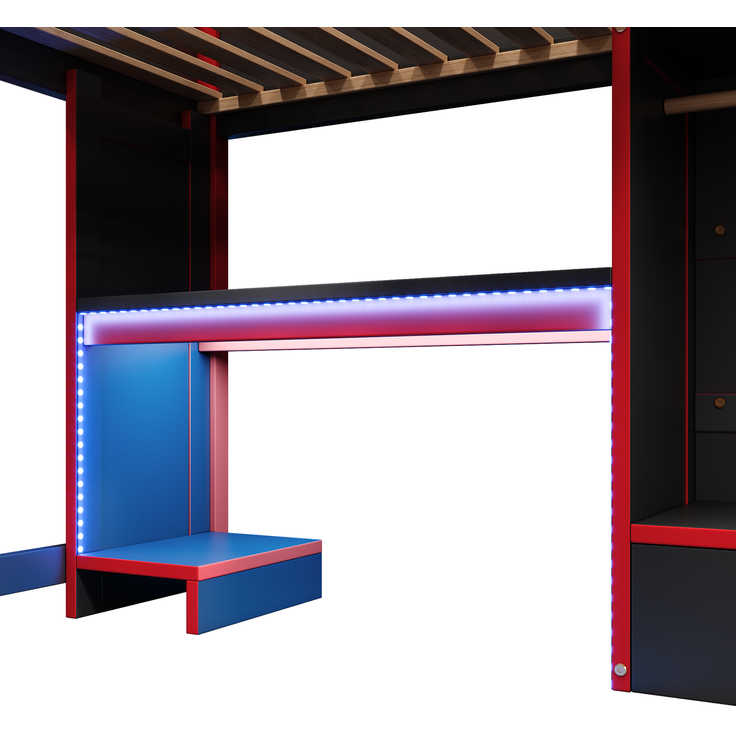 Polsterbett 207x95,5x112 mit Kunstleder-Bezug, Kopfteil mit Krone und weichen Schutzkanten, für Liegefläche 90x200, rosa – Bild 9