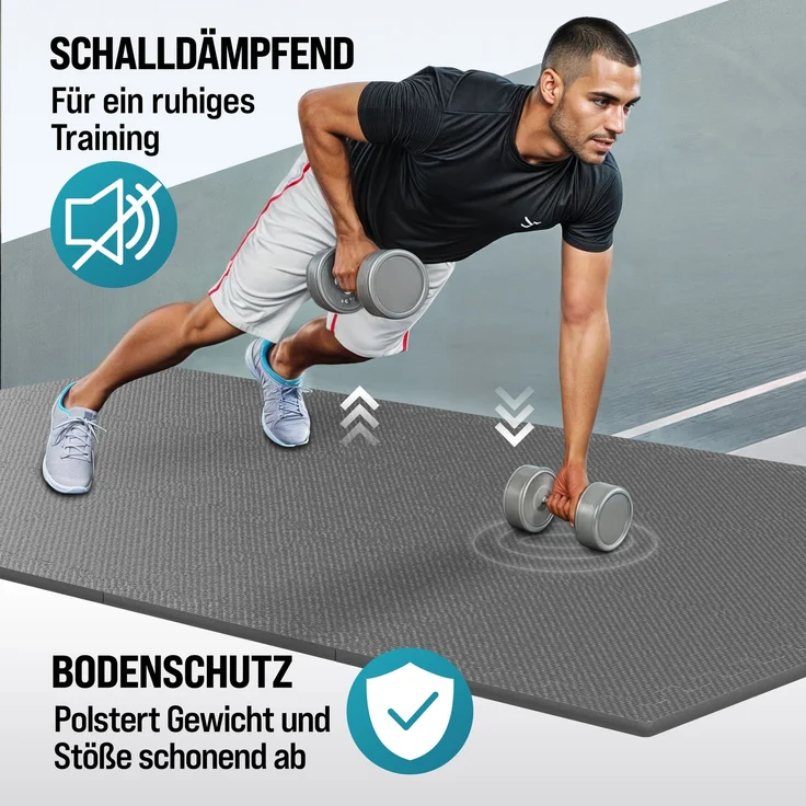 MONZANA® Bodenschutzmatten Fitness Randstücken 30 x 30cm Rutschfest Puzzlematte Trainingsmatten Fitnessgeräte Grau – Bild 4