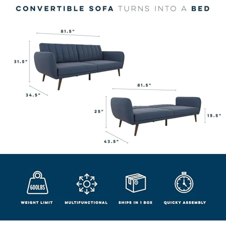 Novogratz Brittany Schlafsofa, Leinen Marineblau – Bild 4