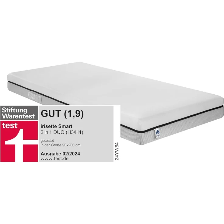 Badenia Bettcomfort Irisette Smart 2 in 1 Duo 7-Zonen Hybridschaummatratze, Härtegrad 3 und 4, 90x200 cm – Bild 1