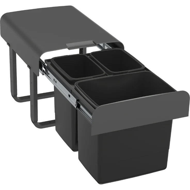 EKOTECH Abfallsammler EKKO 40 mit 29 (2x7+1x15) Liter Füllvolumen, Orion Grey, für 40 cm Schrankbreite – Bild 1