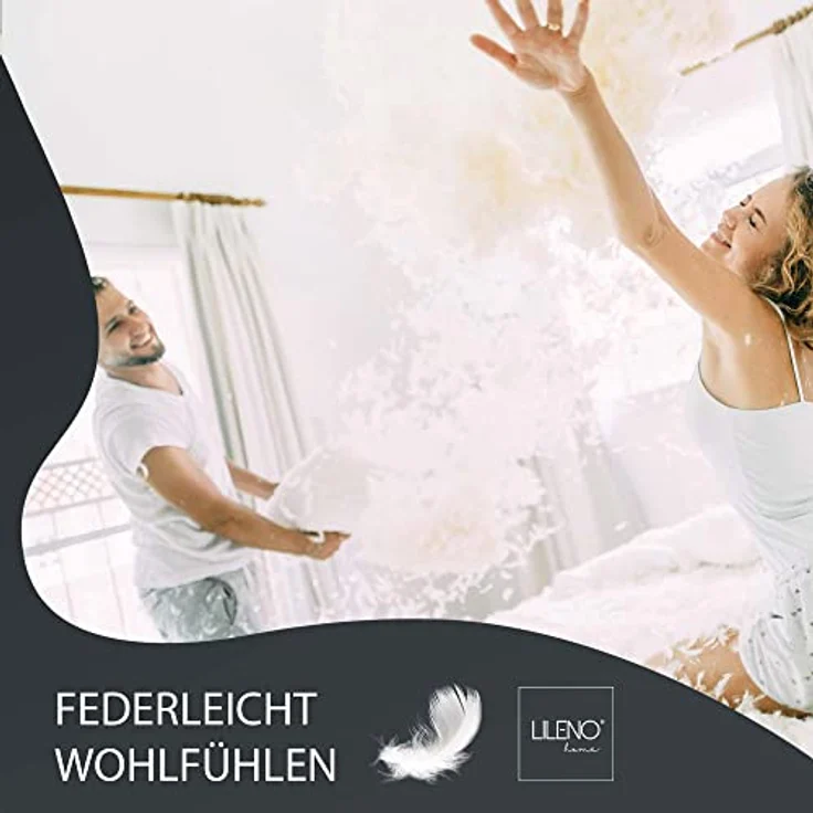 LILENO HOME Federkissen 40x80 cm [2er Set] - Kissen 40x80 cm aus Federn als Kopfkissen, Schlafkissen u. Bettkissen perfekt für Allergiker und Kinder - Federkernkissen mit je 600 g – Bild 7