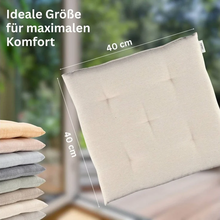 Esprit Stuhlkissen NEEDLESTRIPE Sitzkissen, 40x40 cm - 2er Set in Beige – Bild 4