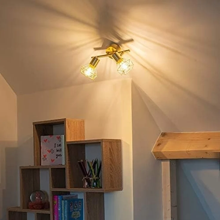 Qazqa LED Aufbaustrahler Mosh, ohne Leuchtmittel, E14, Messing, Modern, Stahl, 2-flammig – Bild 2