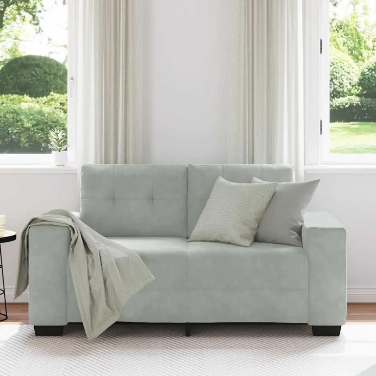 vidaXL Zweisitzer-Sofa Hellgrau 160x77x82 cm Samt 4105110 – Bild 3