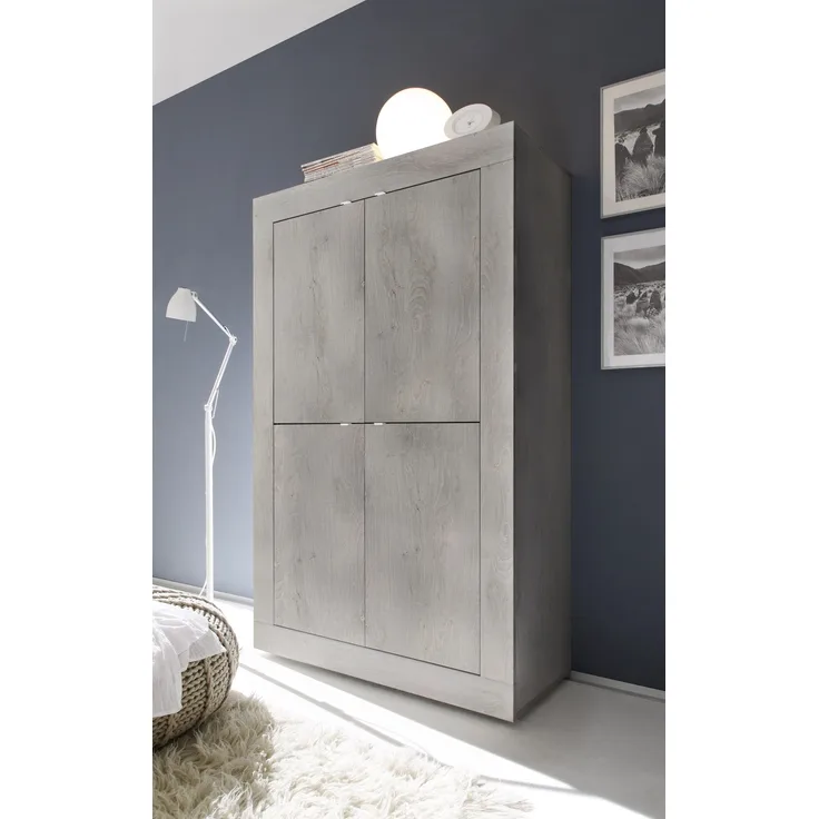 Highboard >Belinda< (BxHxT: 102x162x43 cm) Holzstruktur Pinie Weiss