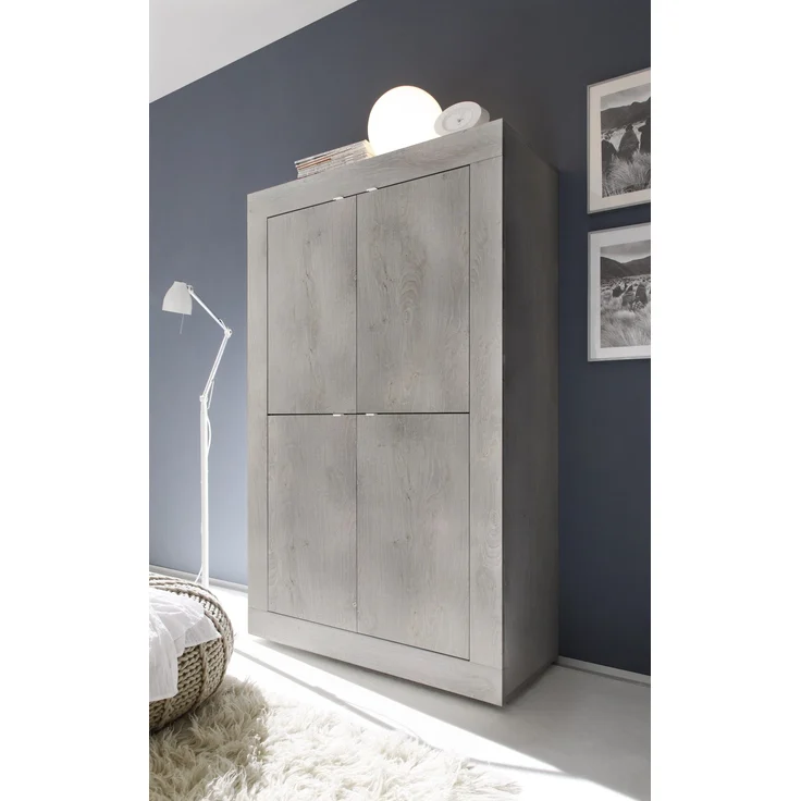 Highboard >Belinda< (BxHxT: 102x162x43 cm) Holzstruktur Pinie Weiss – Bild 1
