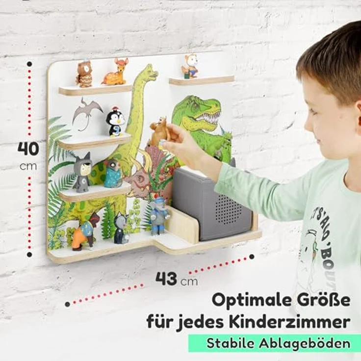 stadtecken Kinderregal Dinosaurier, Regal für die Toniebox und ca. 35 Tonies, Passend für ca. 35 Tonies – Bild 3
