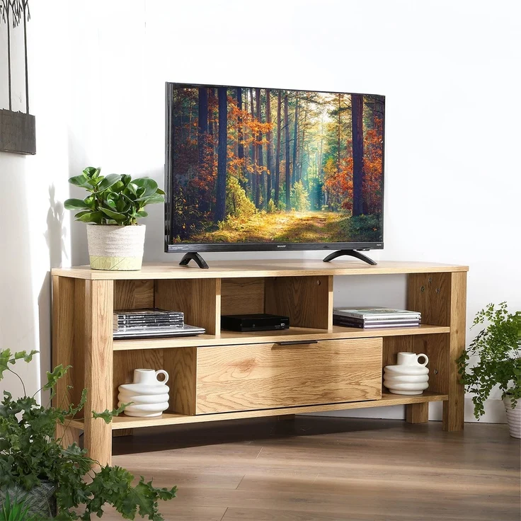 Casâme Eck-TV-Möbel 1 Schublade Eiche Dekor - L120 cm - Helles Holz – Bild 2