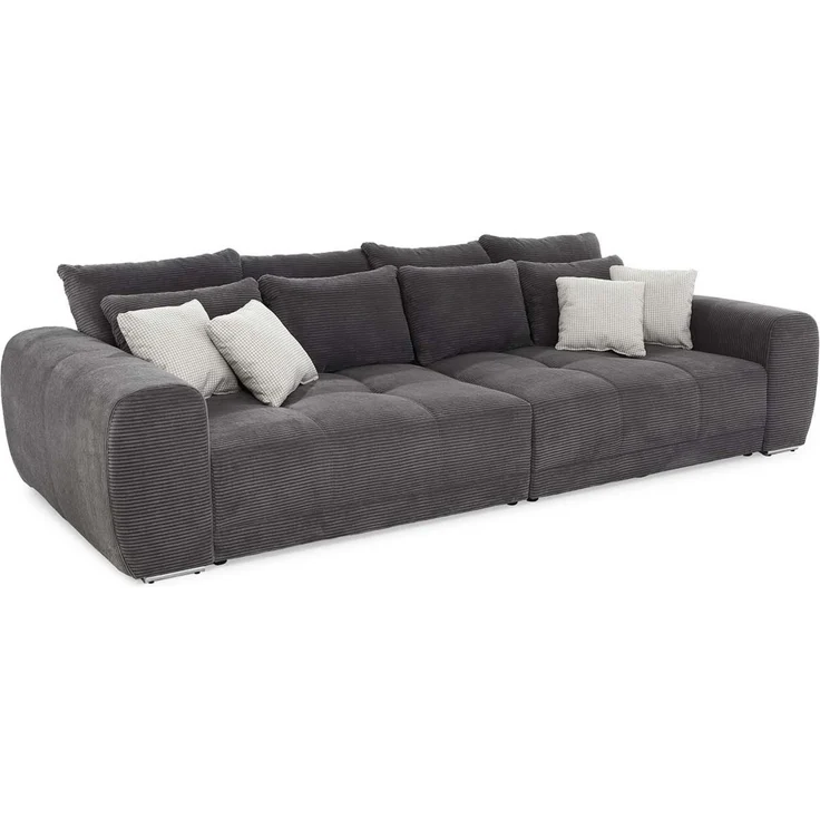 Big-Sofa XXL 306 cm Federkern Lounge Couch mit Bezug aus Cord in Dunkelgrau – Bild 4