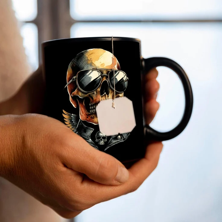 speecheese Tasse Rocker Totenkopf Tasse schwarz in Schwarz – Bild 7
