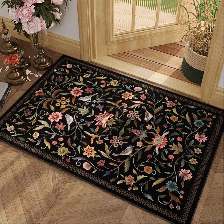 Agger Fußmatte Vintage-Blumenmuster-Fußmatte, waschbare weiche Fußmatte, für Eingangsbereich, Wohnzimmer, Büro und Kinderzimmer – Bild 2