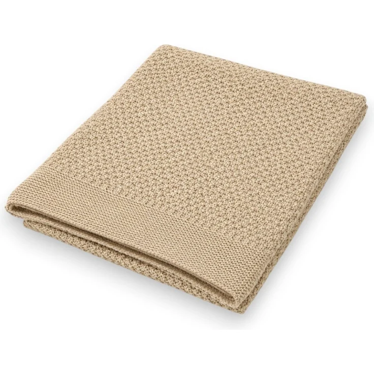 Baby Strickdecke » weiche Decke aus 100% Baumwolle » Babydecke 70x90cm » Krabbeldecke & Kuscheldecke » für Babys & Kleinkinder - Beige