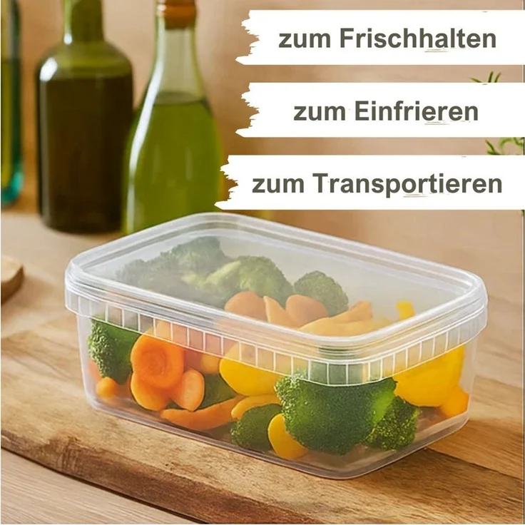 mikken Frischhaltedose Lebensmittelbox 1200 ml – Frischhaltedose & Deckel, (Spar-Set, 100-tlg, Vorratsset), Hitzebeständig bis 100 °C, geeignet für Schockfrostung, luftdicht – Bild 2