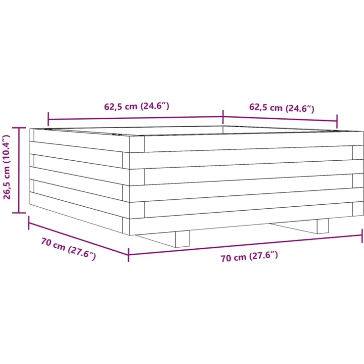 vidaXL Pflanzkübel 70x70x26,5 cm Massivholz Douglasie 847306 – Bild 9
