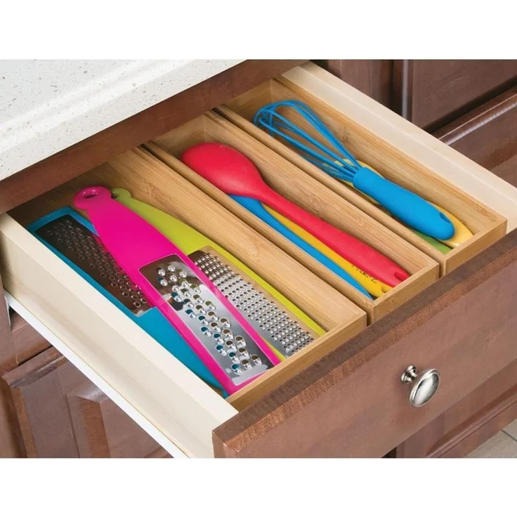 mDesign Organizer Aufbewahrungsbox Schubladenbox Bambus Büro Bad 6er Set – Bild 4