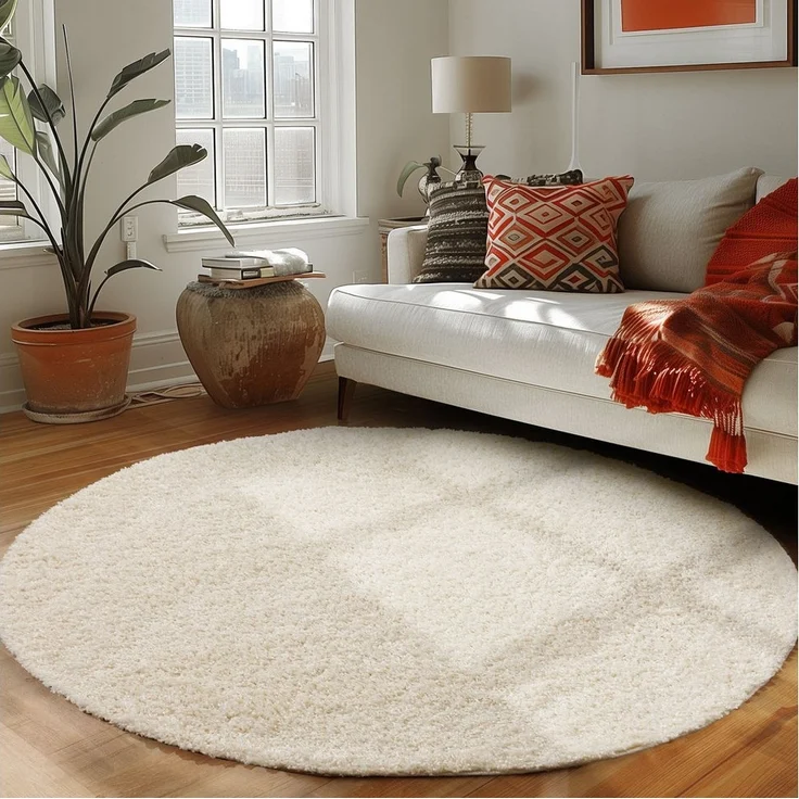 Carpettex Hochflor-Teppich Unicolor - Einfarbig, Rund, Höhe: 30 mm, Modern Kurzflor Teppich Wohnzimmer Abstrakt Design Rosa Pflegeleicht – Bild 5