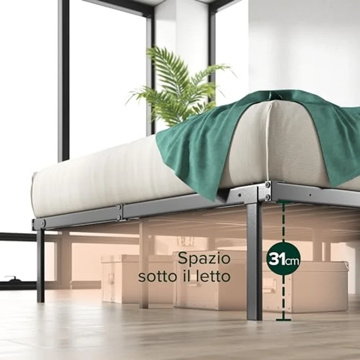 Zinus Caleb Bettgestell mit Metallplattform, Höhe 36 cm, Gestell aus Stahl, zusammenklappbar, Stauraum unter dem Bett, einfache Montage, Doppelbett – Bild 3