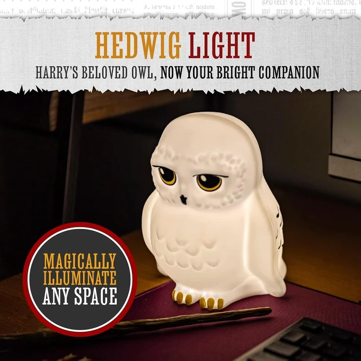 Harry Potter Hedwig Nachtlicht - Offiziell lizenziertes Harry Potter Dekogeschenk, tragbares Stimmungslicht für Kinder, batteriebetrieben, Black – Bild 2