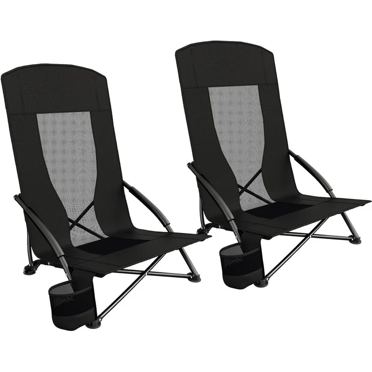 TLGREEN Klappstuhl Klappbar Strandstuhl,Campingstuhl mit Tragetasche, Getränkehalter, (2 St),150 kg Tragkraft für Outdoor, Camping, Strand, Sandkonzert – Bild 1