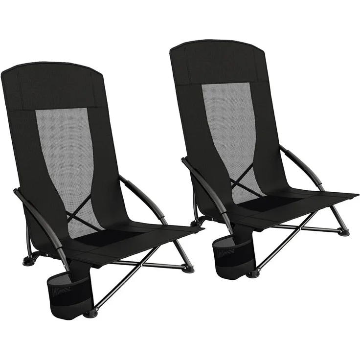 TLGREEN Klappstuhl Klappbar Strandstuhl,Campingstuhl mit Tragetasche, Getränkehalter, (2 St),150 kg Tragkraft für Outdoor, Camping, Strand, Sandkonzert