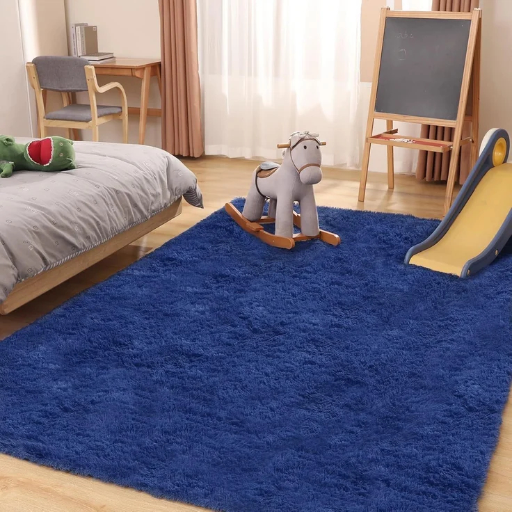 1 Stück Wohnzimmerteppich, superweich, rutschfest, 120x80 cm, Blau – Bild 5