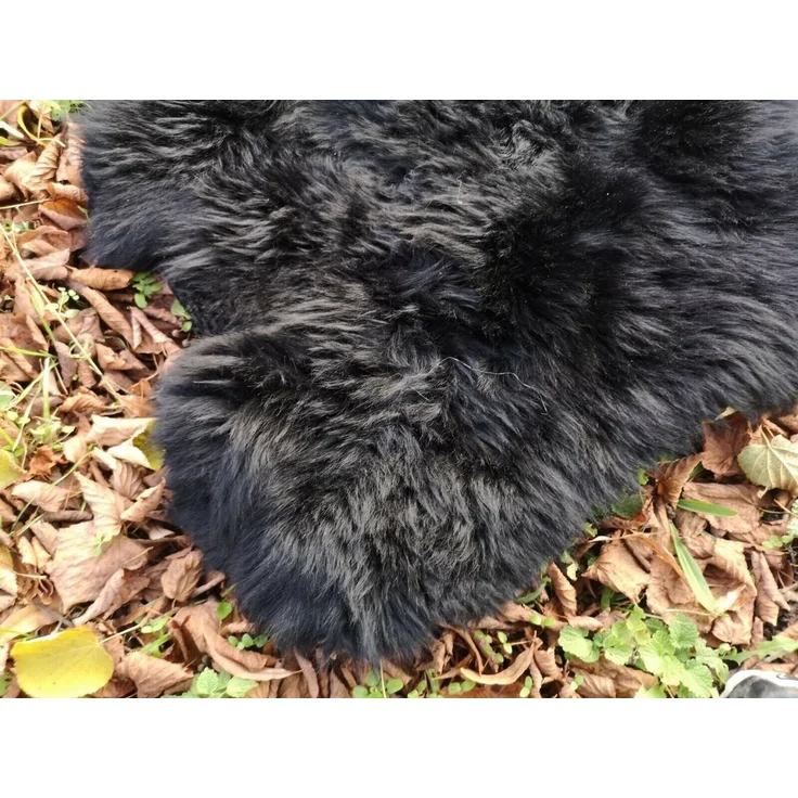 Provellus Fellteppich Echte Öko Schaffelle Lammfell Schwarz Bis 140 cm 2. Wahl, 30x30cm rund – Bild 5