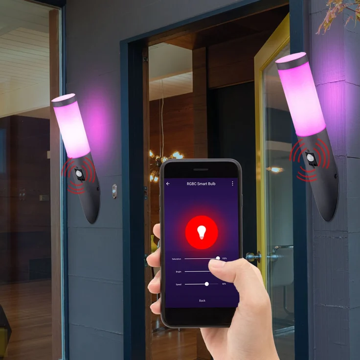 RGB LED Wandleuchte, Edelstahl, Sensor, App-/Sprachsteuerung – Bild 3