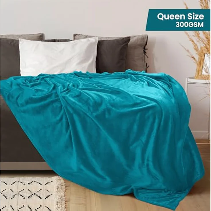 Utopia Bedding Kuschelige Fleecedecke [228x228 cm, Türkis] Weiche, leichte, warme Flauschige Decke Kuschelige und atmungsaktive Decken für Bett Sofa Couch – Bild 3