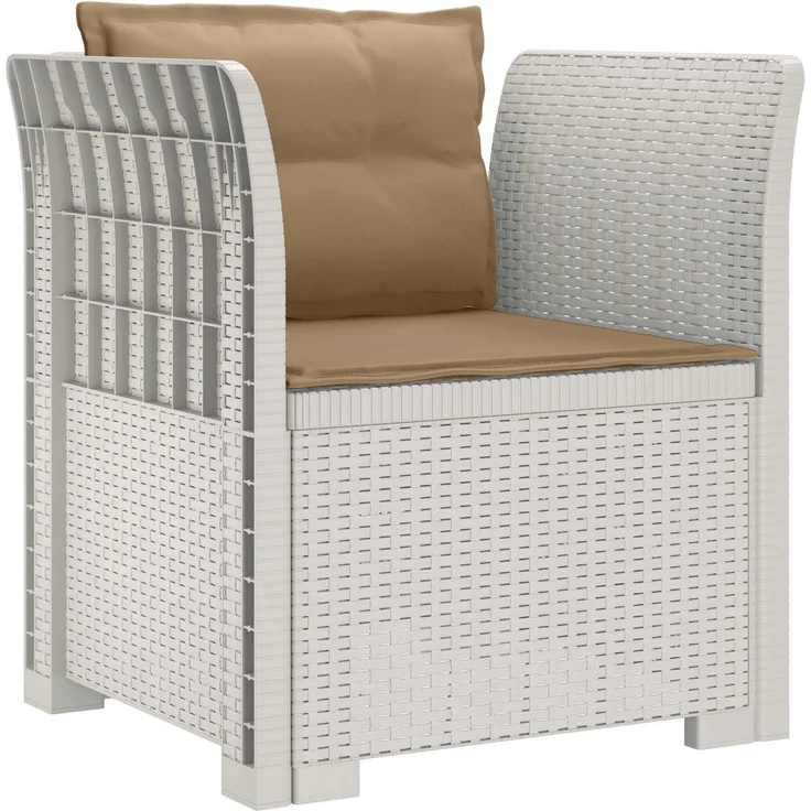 vidaXL 1-Sitzer Sessel mit Kissen Rattan-Look PP Weiß 8011878 – Bild 2
