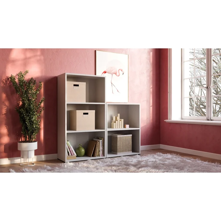 furni24 Bücherregal mit 5 Fächern, Holzregal, Würfelregal, Aufbewahrungsregal, weiß, 40 x 24 x 132h – Bild 6