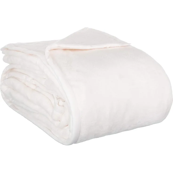 Brandsseller XXL Kuscheldecke Microfaser Tagesdecke, Weiß, 220x240 cm