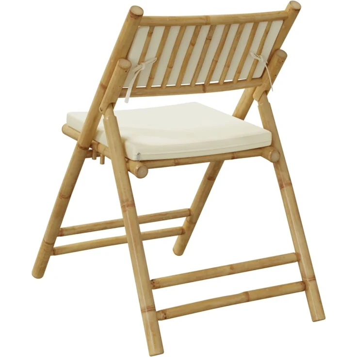 vidaXL Bistrostühle 4 Stk. Klappbar mit Cremeweißen Kissen Bambus 3208923 – Bild 5