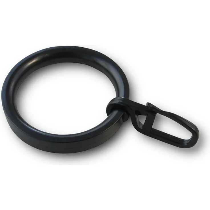 nodeko Gardinenring Vorhangringe Ø 32x43 mm, Kunststoff, für Gardinenstangen Ø 16 mm bis 20 mm, (Packung, mit Faltenlegehaken), mit Kerbe zum Einklipsen des Faltenhakens
