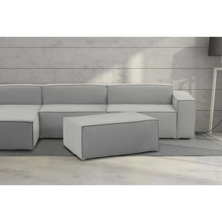 Dmora Assisi-Pouf, Wohnzimmer-Pouf, Relaxsessel aus gepolstertem Stoff, 100 % Made in Italy, 100 x 70 x 43 cm, Grau – Bild 2