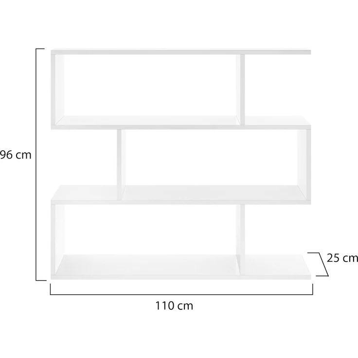 Dmora - Misone Bücherregal, Mehrzweck-Büroregal, Bücherregal mit 3 Regalen, 110 x 25 x 96 cm, Weiß – Bild 7