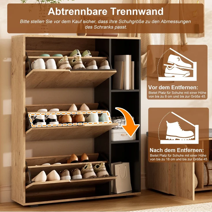 Garderoben-Set 150 x 35 x 161,5 cm mit Spiegel, Schuhschrank und gepolsterter Schuhbank – Bild 9