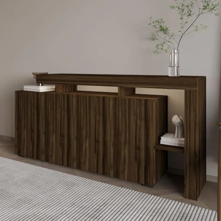 Moderner Konsolentisch aus Walnussholz mit LED-Beleuchtung, 170 cm | 100% melaminbeschichtet, 18 mm stark | Wandmontage möglich, stilvolles Design – Bild 7