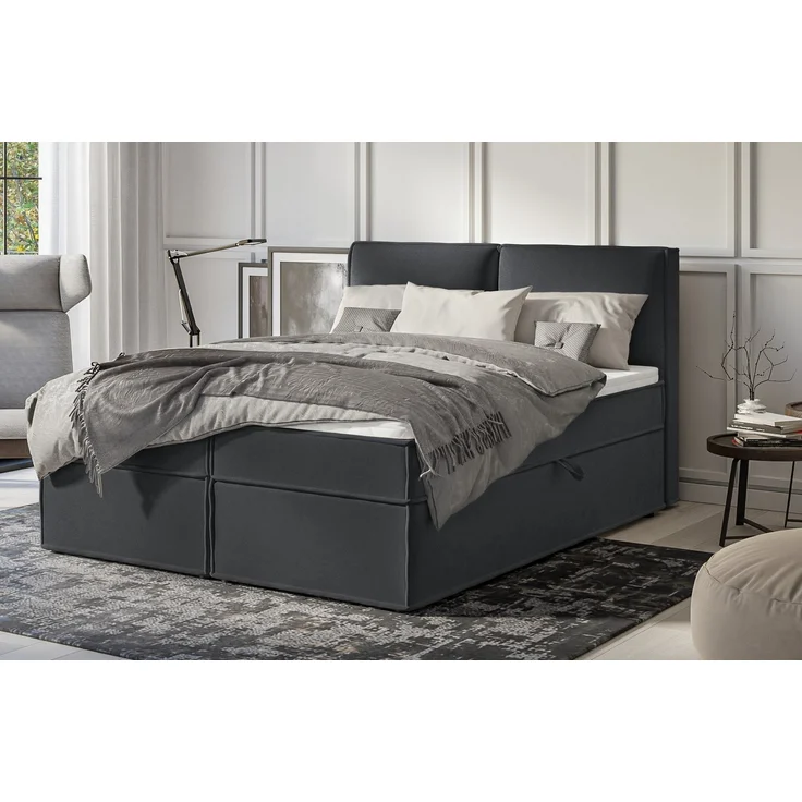 S-Style Möbel Boxspringbett Plaza mit Topper und Bettkästen aus Luxusmicrofaser, mit Topper und Bettkasten / zwei Bettkästen (je nach Bettgröße) – Bild 1