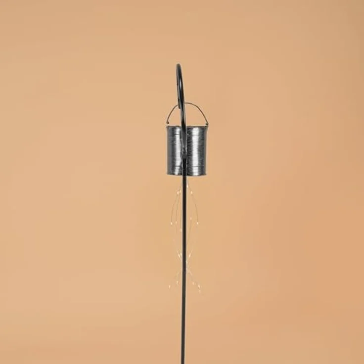 esotec LED Gartenleuchte Solar Steckleuchte Gießkanne + Lichterbündel, H=79cm, METALL 102387, automatisches Einschalten bei Dämmerung, LED fest integriert, warmweiß, LED-Lichterfäden, Komplettset – Bild 5