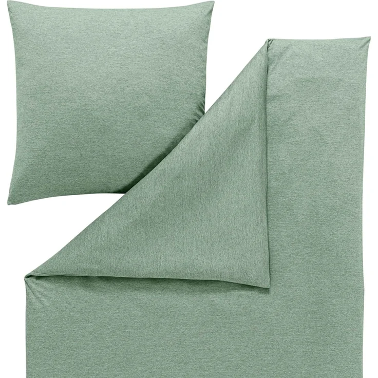 Estella Bettwäsche Takoma 6873 520 Mint Mako Interlock Jersey 200 x 200 + 2x 80 x 80 cm – Bild 2