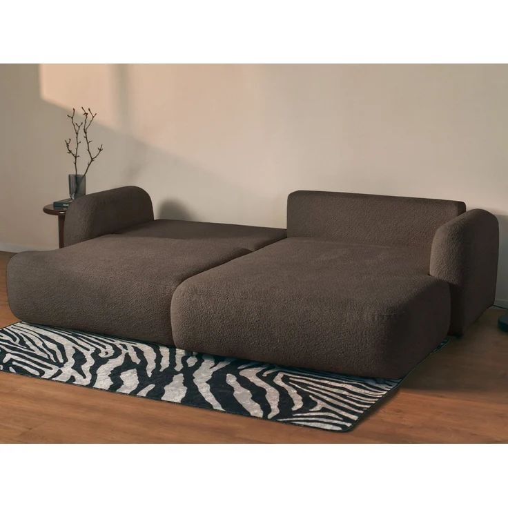 Selsey Tvoya Ecksofa mit Schlaffunktion, Ottomane rechts, Bouclé Braun – Bild 4